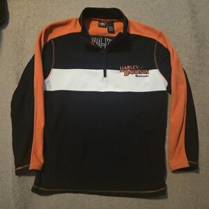 Harley-Davidson Men's Black and Orange Sweater